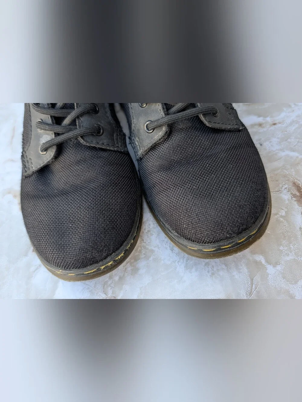 Dr. Martens Black Lace-Up Canvas Boots with Side Zipper Kids Sz 2